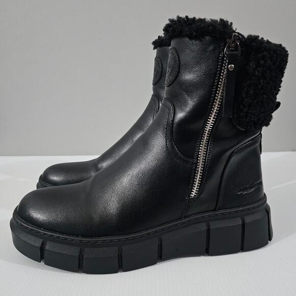 Aquatherm Santana Canada Bailey Ankle Boot Womens 8 Black Faux Fur Waterproof - Picture 1 of 15